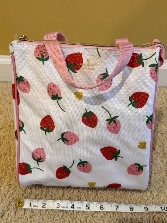 kate spade Strawberry Print Lunch Bag in Pink, Red & Green - Picture 10 of 13